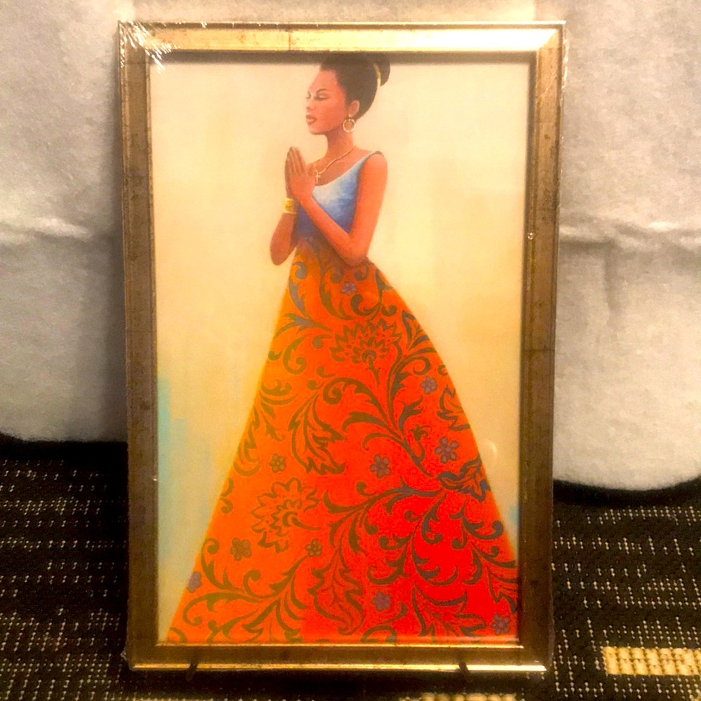 New African Woman Praying Colorful Wall Art